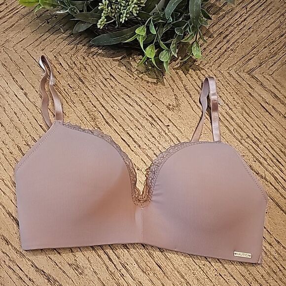 Wire free bra 34C NWOT Taupe color ribbed - Picture 1 of 7